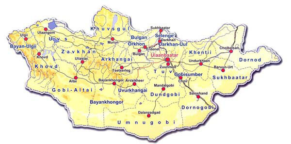mongolia cities map